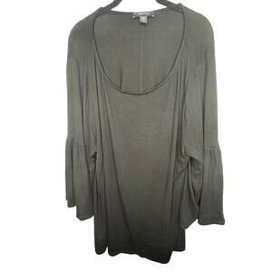 Karen Kane Round Neck Flowy Blouse Women's Plus Size 3X Bell Sleeves Top Shirt